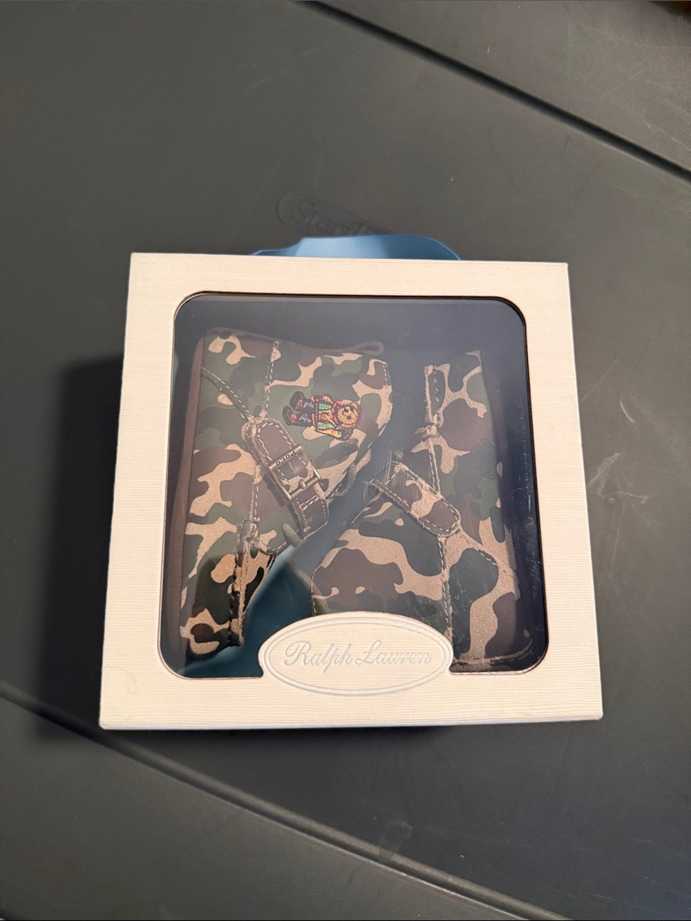 Ralph Lauren Cream and Blue Gift Box with Ribbon